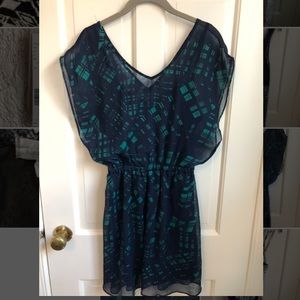Express Chiffon Overlay Lines Dress